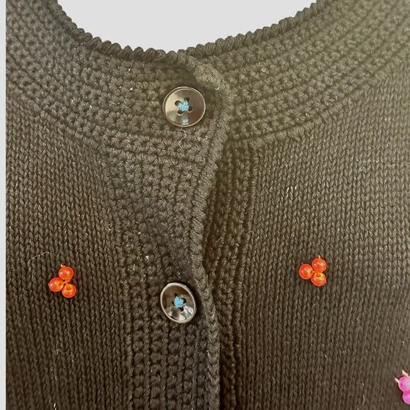 Sharon Young Vintage Cross Stitch & Beaded Black Woven Vest Women's Size Medium - Picture 3 of 12